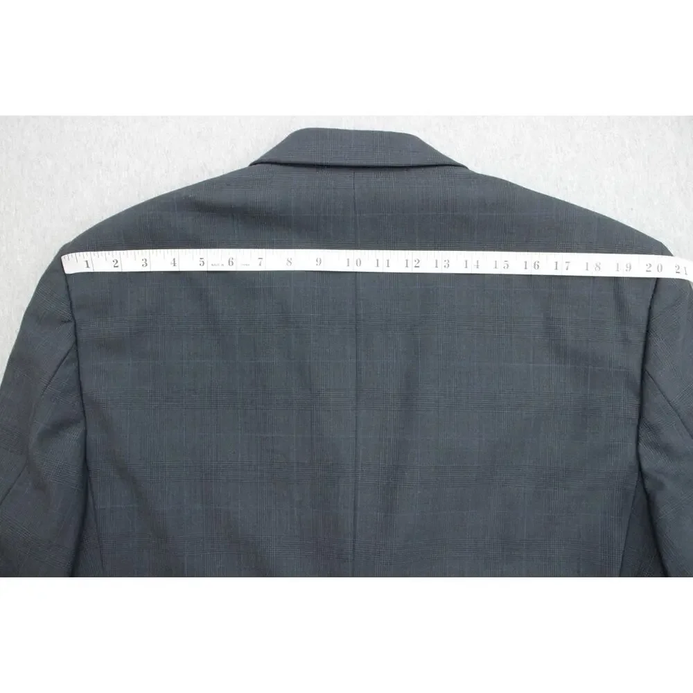 Brooks Brothers‎ Blazer Mens 46R Gray 346 Plaid Wool Blend Stretch 2 Buttons
